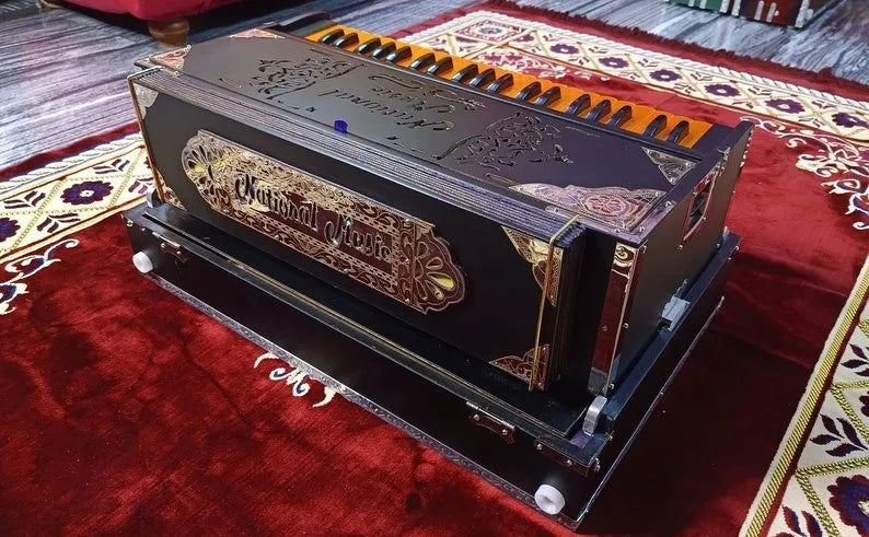 Special Edition Matte Black 2 Line Portable Harmonium - National Music India