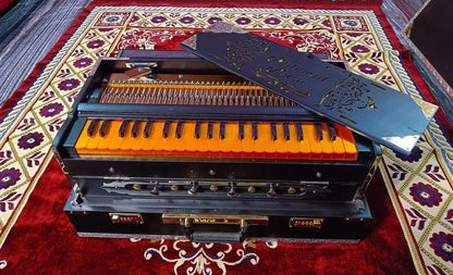 Special Edition Matte Black 2 Line Portable Harmonium - National Music India