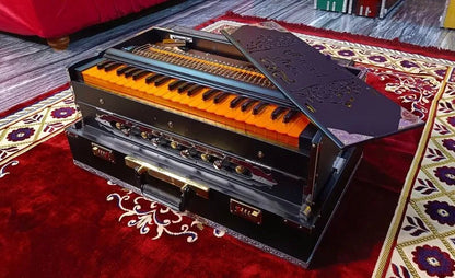 Special Edition Matte Black 2 Line Portable Harmonium - National Music India