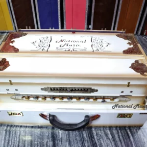 Premium Luxury 4 Line 13 Scale Changer Harmonium- White Gold blended two toned color,made with seasoned burma teak wood, 440Hz fine tuned