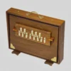 Left profile of an authentic Indian surpeti with fully open blue bellows for long air sustain
